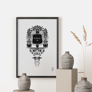 Latvia Art Nouveau Architecture Souvenir Handmade Wall Print Made in Riga, Jugendstil Black Graphical Ornaments Poster Art Birthday Gift