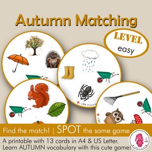 Jeu d'association AUTOMNE • Style Spot it / Dobble : activité d'automne • Orthophoniste • Enseignant • Montessori • Préscolaire - Éducation à domicile