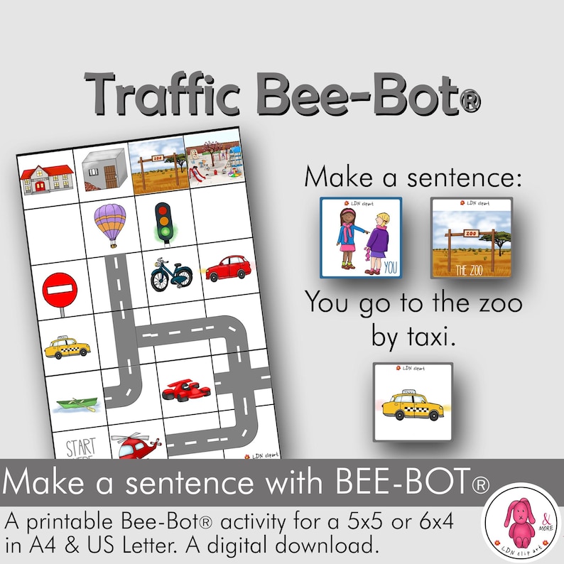 BEEBOT ® Mat TRAFFIC Activity: Take a Card Make a Sentence Connect Bee ...