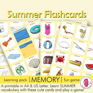 Cartões de vocabulário de VERÃO • Para impressão • Jogo de tabuleiro de memória • Para fonoaudiólogo • Escola • Professor • Montessori • Pré-escola - Educação domiciliar