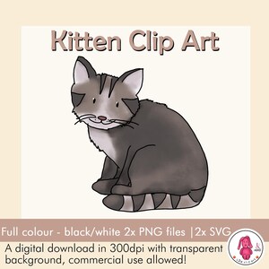 KITTEN Clip Art | a cute cat or sweet kitty gift, create your own with this cute animal | 300 dpi digital download | PNG | commercial use
