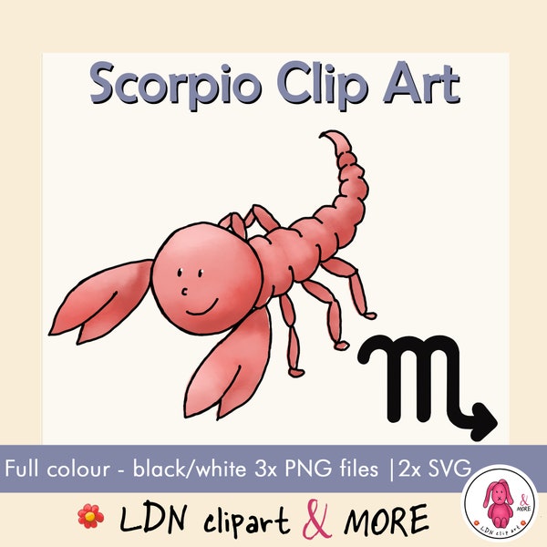 ESCORPIO Zodiac Sign Clip art, con signo del Zodíaco, haz tu propia creación con esta descarga digital de 300 ppp en PNG & SVG