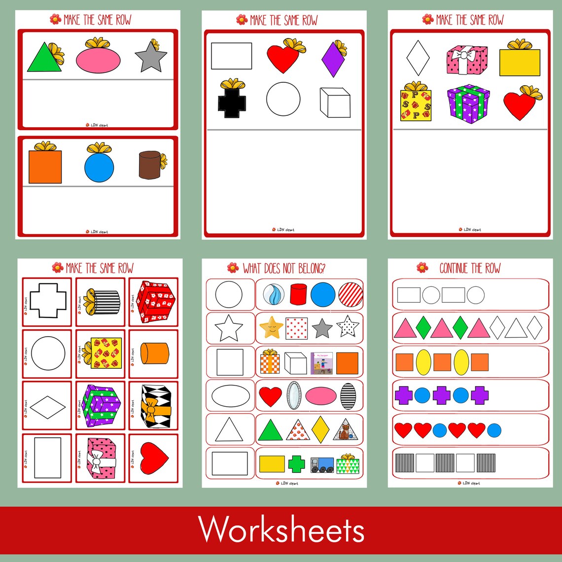 Learn Shapes Colors and Patterns CHRISTMAS Incl. Worksheets & - Etsy