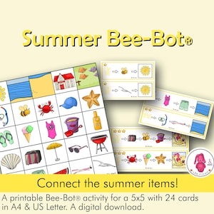 BEEBOT ® Matte SOMMER-Aktivität: Verbinde die Sommerartikel mit dem Beebot • Druckbarer digitaler Download. (En • Fr • Nl & De)