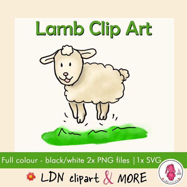 Jumping little LAMB Clip art, make a cute sweet gift, create your own with this figure | 300 dpi digital download | PNG | commercial use