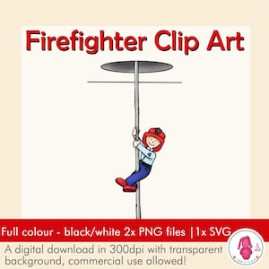 Clipart POMPIER • Clipart coulissant le long de la flèche • Créez votre propre création • Téléchargement numérique 300 dpi • PNG • SVG • Utilisation commerciale