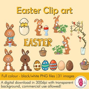 OSTERN ClipArt, mit lustigem Osterhasen für die Gestaltung von Aufklebern, Geschenken, Sammelalben.. | 300 dpi | PNG | kommerzielle Nutzung