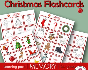 Flash Cards CHRISTMAS • Play printable Memory board game • SLP • Teachers • Preschool • Kindergarten • Montessori • Homeschool • Sped • Prek