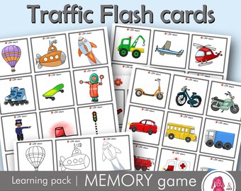 Flashcards TRAFFIC to learn words or play a memory board game • For Slp • Preschool • Kindergarten • Montessori • Homeschool • Sped • Prek