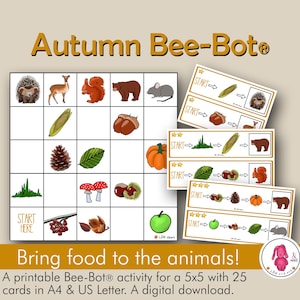 BEEBOT ® Mattenaktivität HERBST: Bringen Sie den Tieren Futter mit dem Bee Bot ® • Einfache Zubereitung • Ein druckbarer digitaler Download