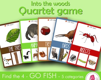 Quartet INTO THE WOODS game: a Go Fish-style activity | For Speech Therapist • School • Teacher • Montessori • Kindergarten • Homeschooling
