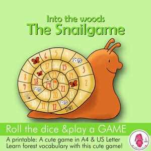 Snail boardgame INTO THE WOODS, answer the questions or make your own | For Slp, Preschool, Kindergarten, Montessori, Homeschool, Sped...
