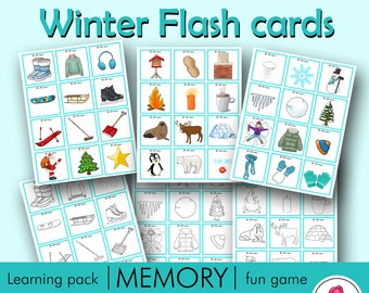 Flashcards WINTER • Play printable Memory board game • SLP • Teachers • Preschool • Kindergarten • Montessori • Homeschool • Sped • Prek