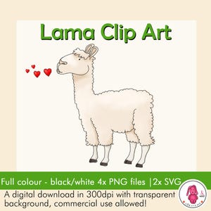 LAMA-Clipart • Süßes Tier, spuckend oder mit Herzen • Erstellen Sie Ihr eigenes • 300 dpi digitaler Download • PNG • SVG • Kommerzielle Nutzung