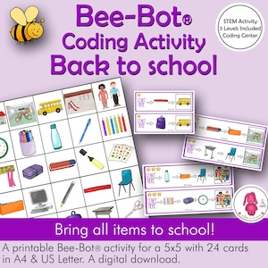 BACK to SCHOOL Bee-Bot® mat • Programming & Vocabulary • STEM Robot Activity • Educational Printable • 4 Languages • Preschoolers • Primary School
