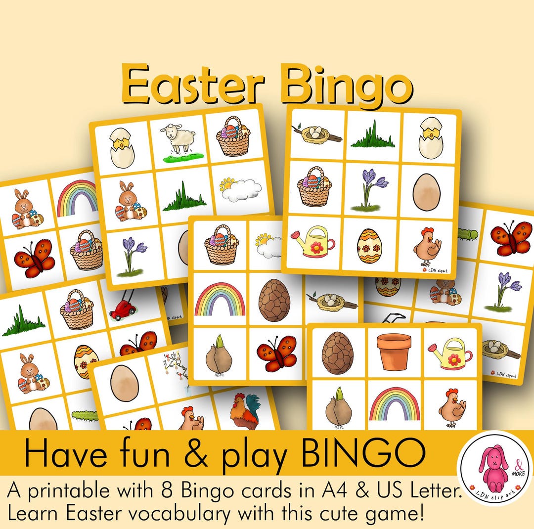 EASTER Bingo! 8 Cards • Play the Fun Printable Game • Spring Activity ...