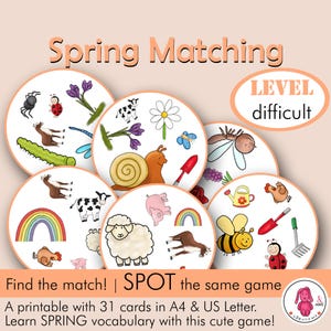 Matching SPRING game • Spot it / Dobble style: spring activity • Speech therapist • Teacher • Montessori • Special education, Preschool, Home schooling