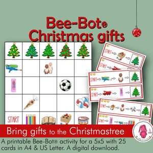 BEEBOT ® mat KERSTMIS activiteit: Breng kerstcadeaus naar de boom met de Bee Bot ® • Eenvoudige voorbereiding • Afdrukbare digitale download