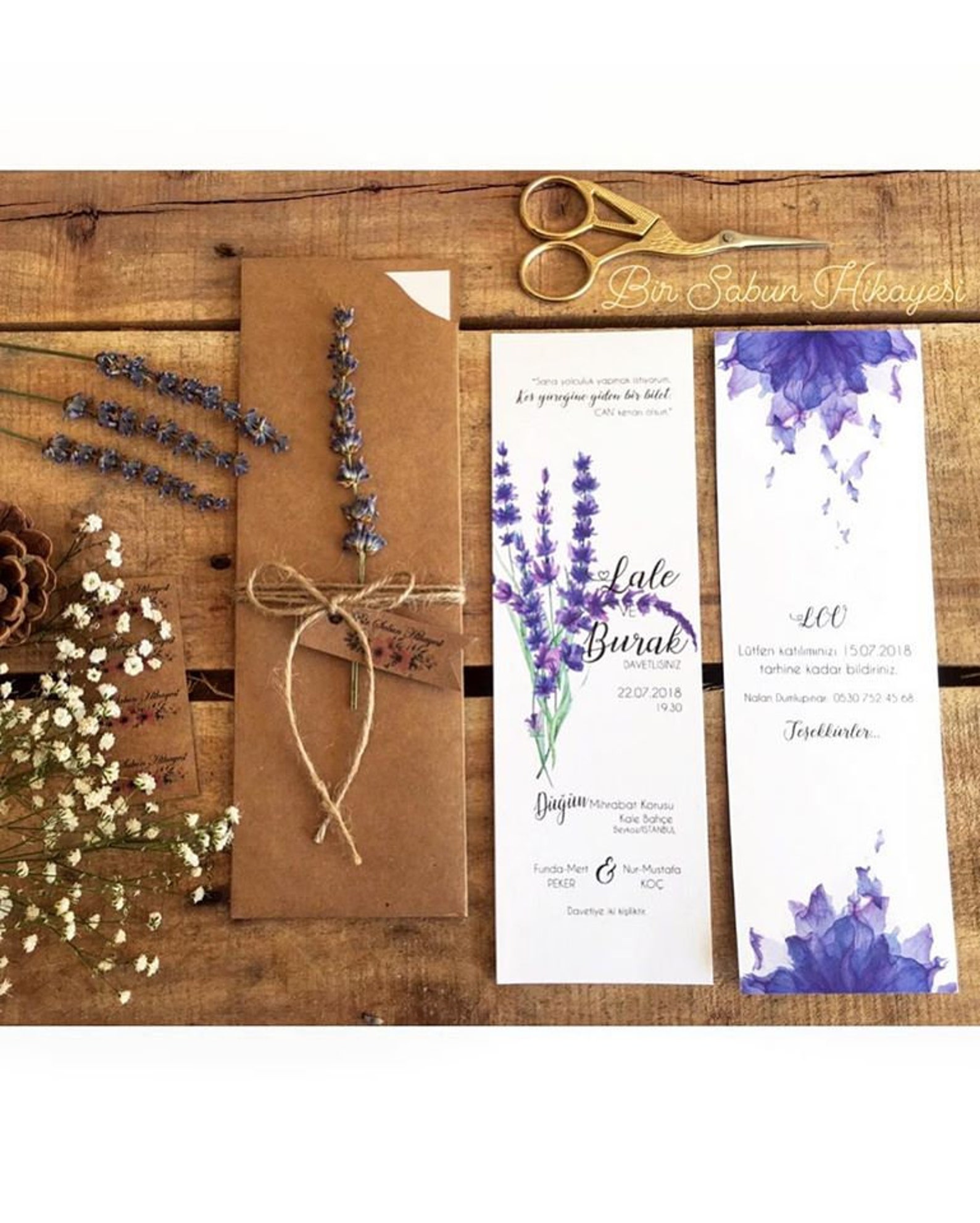 Rustic Bookmark Wedding Invitation Simple Invitation Etsy UK