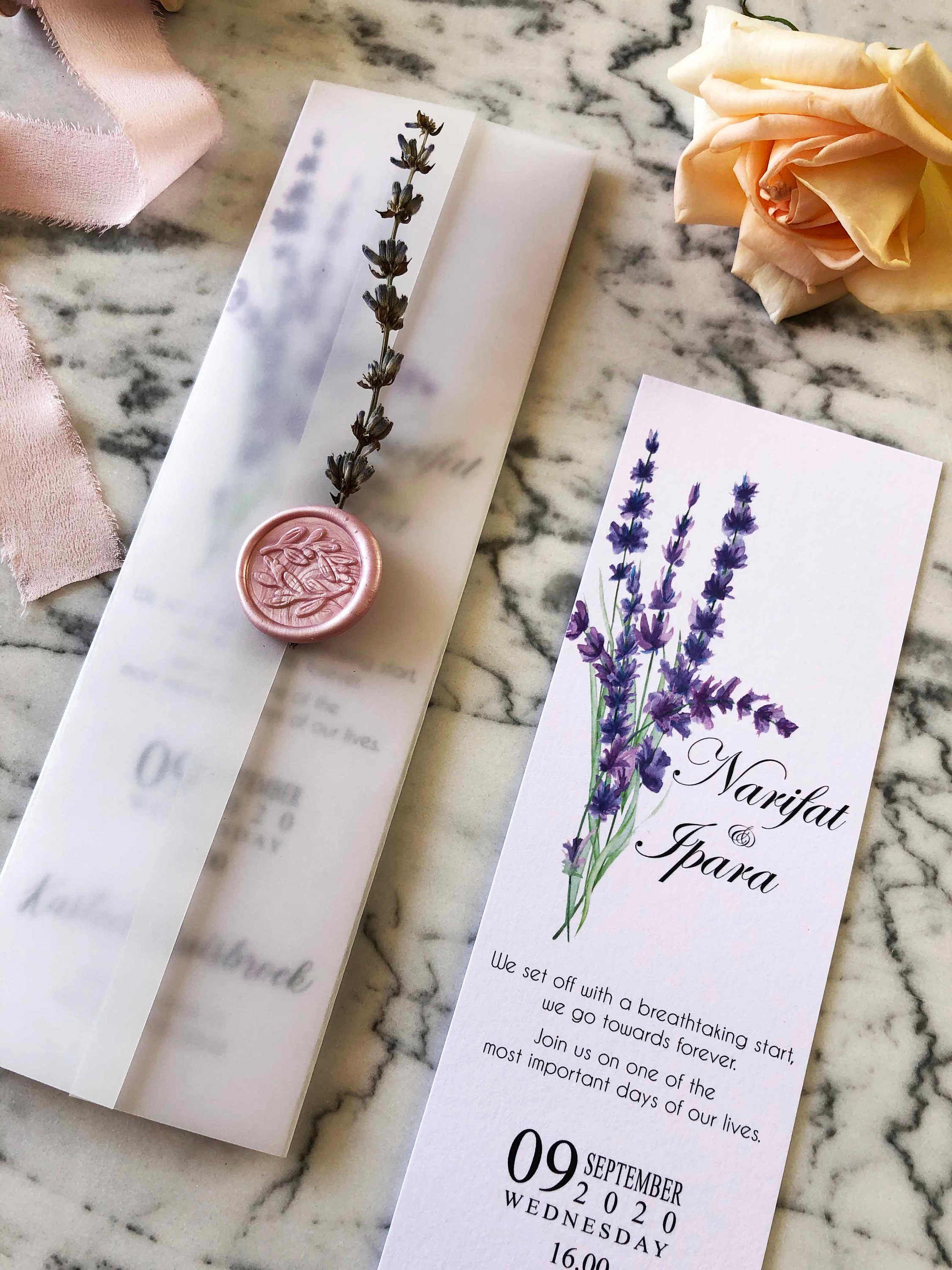 Elegant Bookmark Vellum Wedding Invitation Blush Wedding Etsy