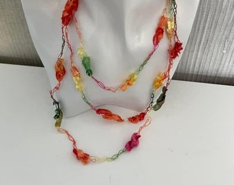 Crochet necklace, hippie necklace, festival necklace, Summer necklace, Long necklace. gift for her, beach necklace, lgbtq necklace