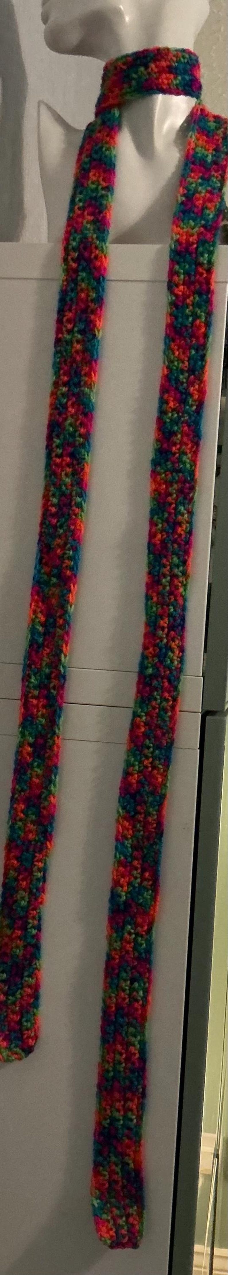 Y2K Crochet Skinny Scarf, Long Rainbow Wool - Etsy