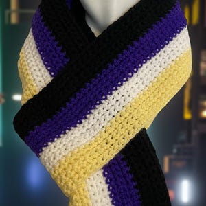 Non-Binary Pride Crochet Scarf, LGBTQ Colors