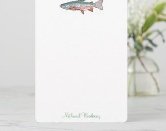 Brook Trout, rainbow trout stationery set for men, boys, family. Set of 10, 5x7” cards and white envelopes. Free personalization.