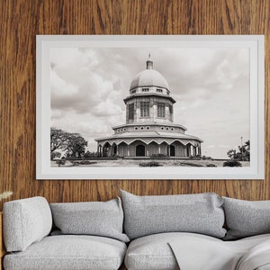 Baháʼí House Digital Art | Black And White | Uganda Print | Uganda Wall Art | Africa Downloadable Poster | Black White Photography