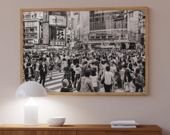 Shibuya Crossing Digital Art | Black And White | Tokyo Photography | Shibuya Crossing Poster | Black White Photography | Tokyo Printable Art