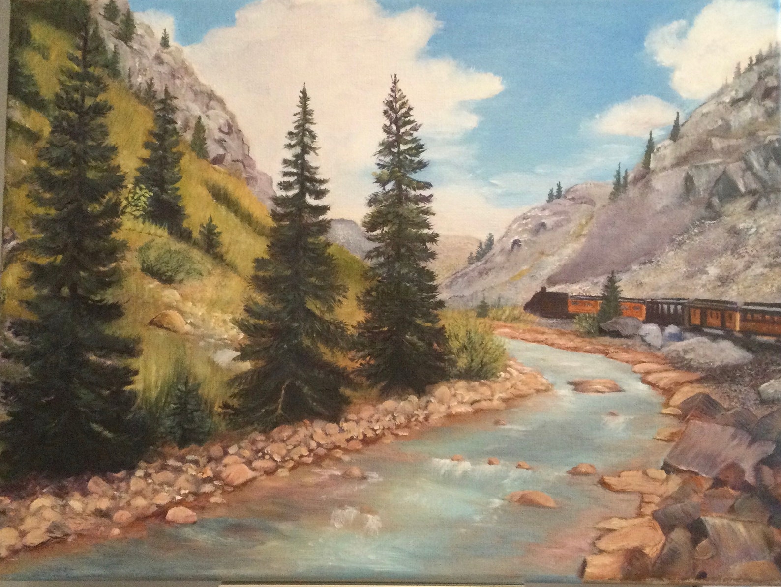 Durango Silverton narrow gage steam train oil painting Etsy