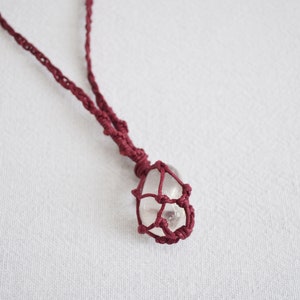 Quartz transparent collier macramé Bordeaux