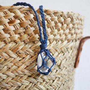 Quartz transparent collier macramé Navy