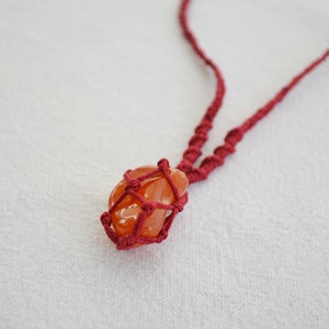 Cornaline collier macramé Red