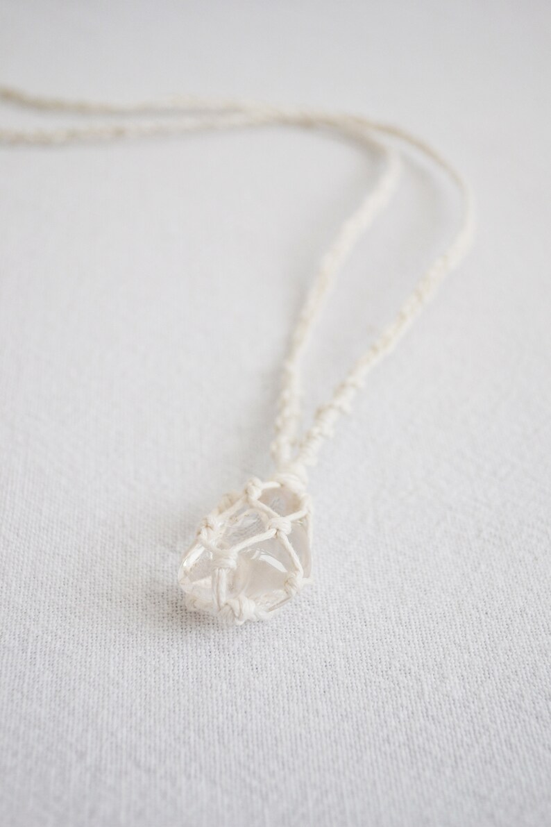 Quartz transparent collier macramé image 6