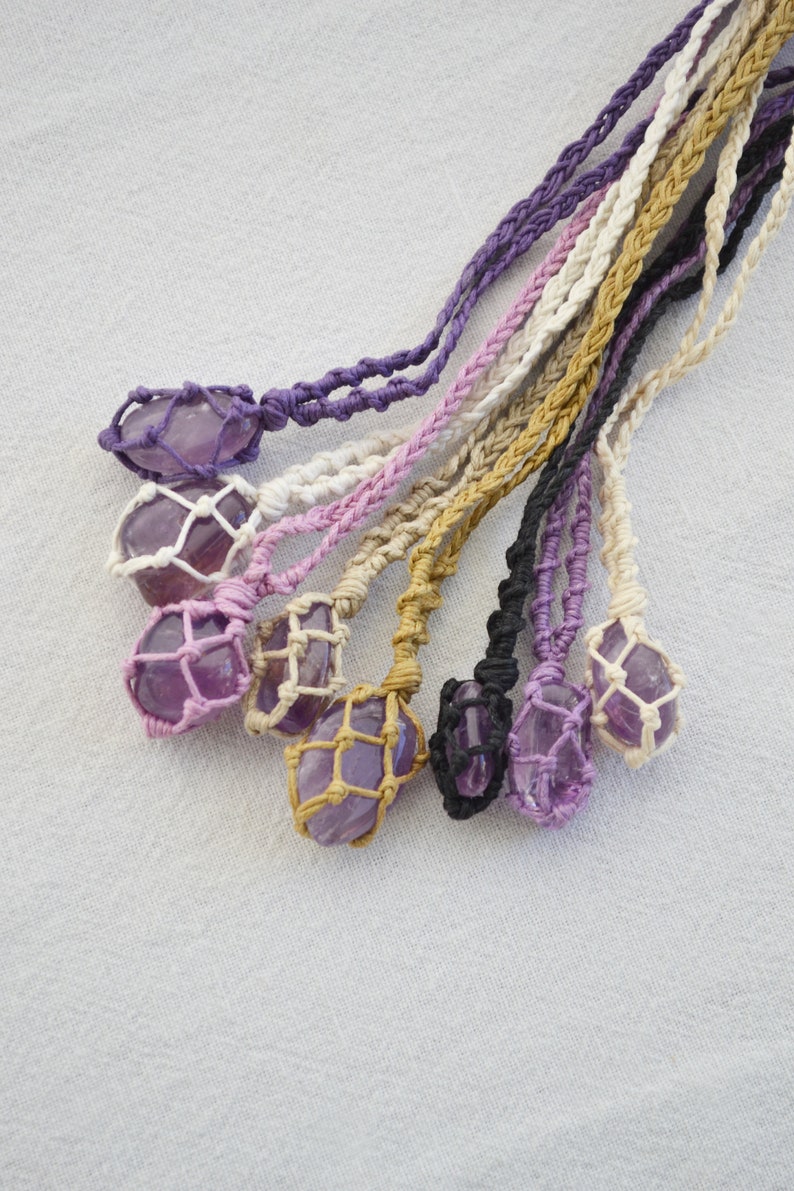 Améthyste collier macramé image 2