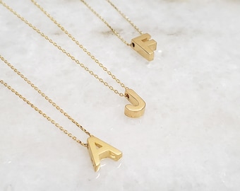 14k Certified Solid Gold Initial Necklace - 14k Monogram Necklace - Name Necklace - Personalized Necklace - Gold Jewelry Gift for Her