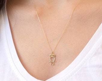 14K GOLD PLATED OWL PENDANT NECKLACE LONG CHAIN NECKLACE XMAS GIFT JEWELLERY 14K GOLD PLATED OWL PENDANT NECKLACE LONG CHAIN NECKLACE XMAS GIFT JEWELLERY