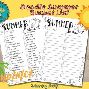 Doodle Summer Bucket List Printable: DIY Activities (Digital Download)