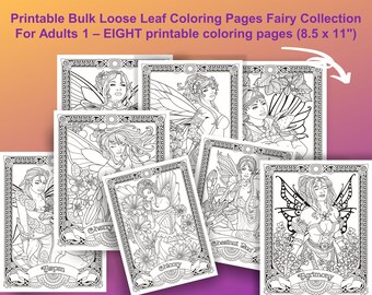 Printable Bulk Loose Leaf Coloring Pages Gorgeous Fairy Collection 1 – EIGHT printable coloring pages: Downloadable Pages (8.5 x 11")