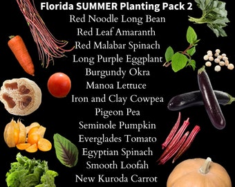 Florida SUMMER Planting Pack 2- 14 packets of Florida Seeds, Heirloom, Tropical Seeds, Grow Food, Florida Prepping, Survival Seeds