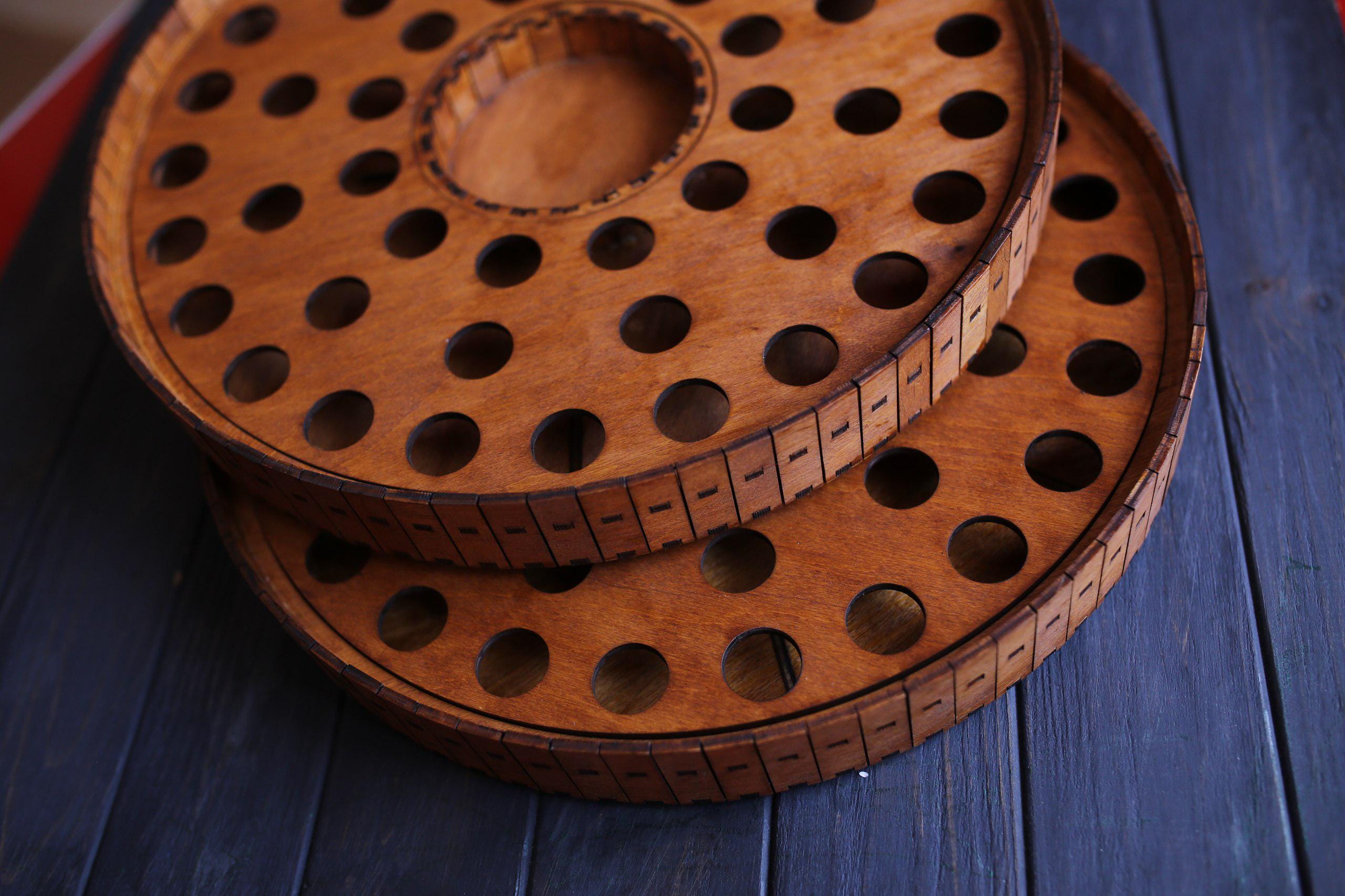 Communion Tray for the Lord's Supper – Stackable Wooden Tray with Lid | Holds 48 Cups | Optional Engraving | Church Supplies