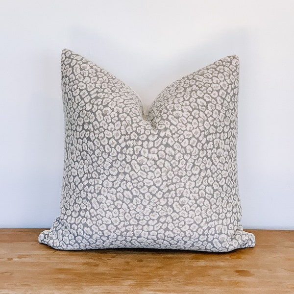 Cheetah Pillow Cover, Grey Cheetah Pillow, Pillow Cover 20x20, Lumbar Pillow, Grey Pillow, Taupe Pillow Cover, Animal Print Pillow Cover