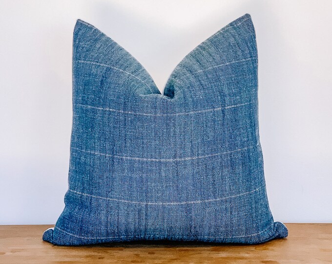Denim Pillow Cover, Denim Pillow, Denim Stripe Pillow, Stripe Pillow