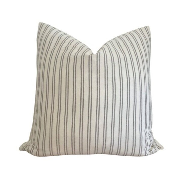 Neutral Brown Stripe Pillow Cover| Rustic Pillow| Farmhouse | Decorative Pillow Cover| Stripe Linen Pillow| Muted Pillow| Brown Pillow|