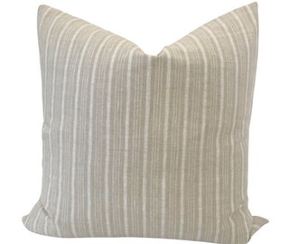 Audree Pillow Cover | Beige Stripe Pillow Cover| Neutral Home Decor| Neutral Pillow Cover | Decorative Pillow Cover | Farmhouse Pillow Cover