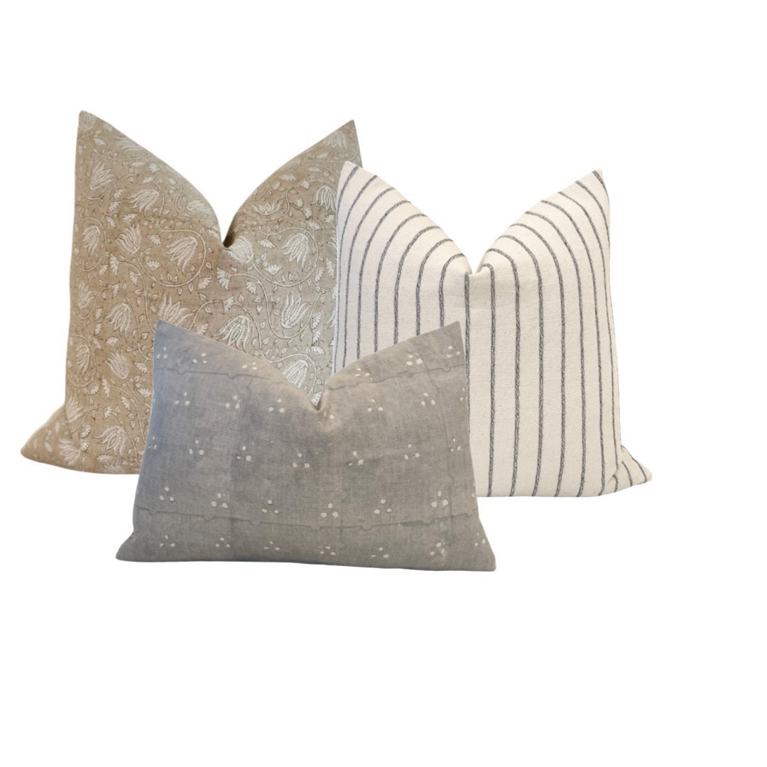 Sloane Pillow Combo Designer Linen Pillow Neutral Pillow Set Decorative