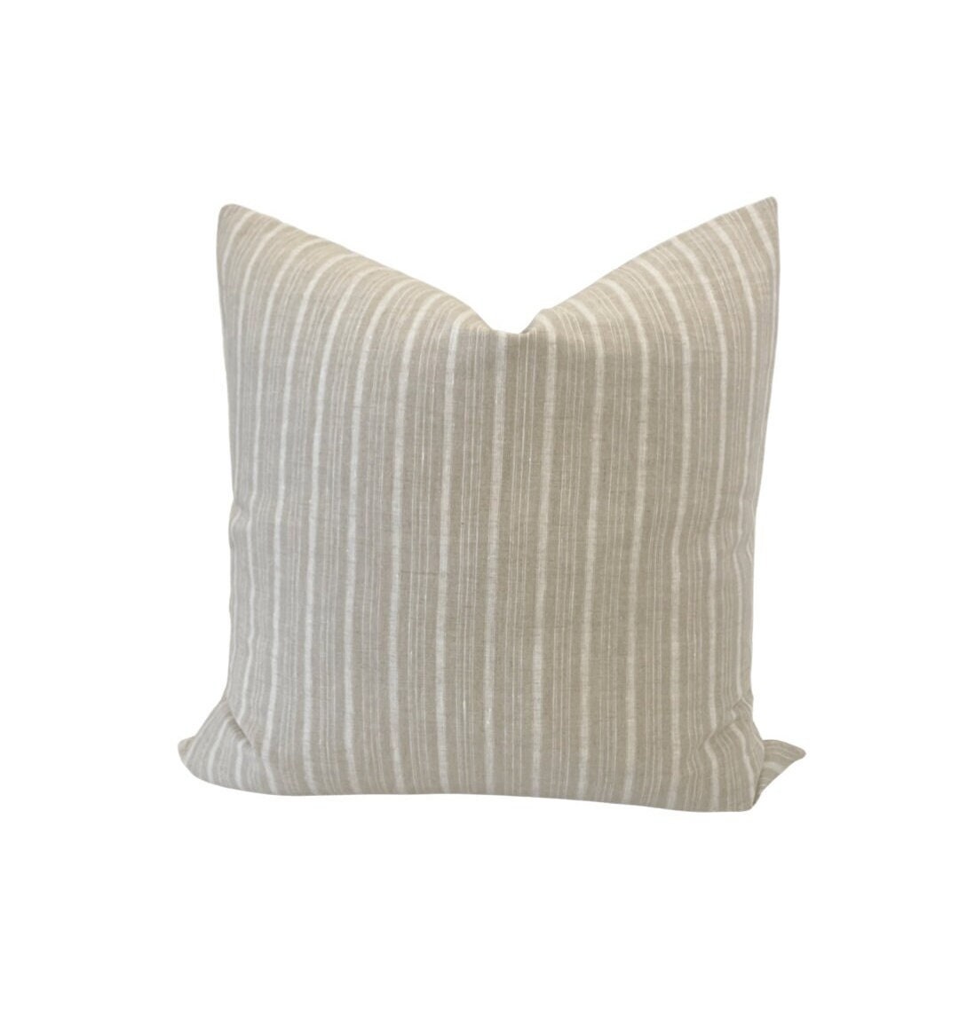 Audree Pillow Cover Beige Stripe Pillow Cover Neutral Home Decor
