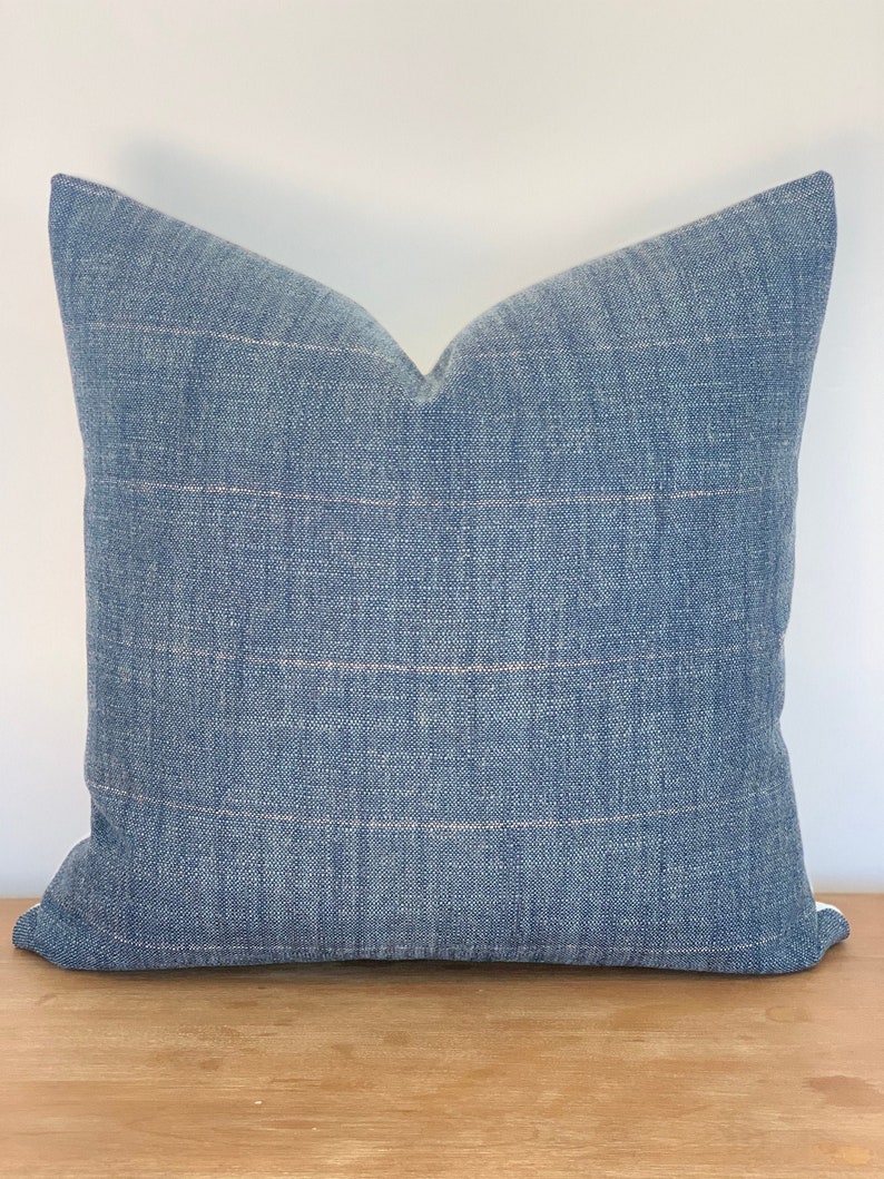 Denim Pillow Cover Denim Pillow Denim Stripe Pillow Stripe Etsy