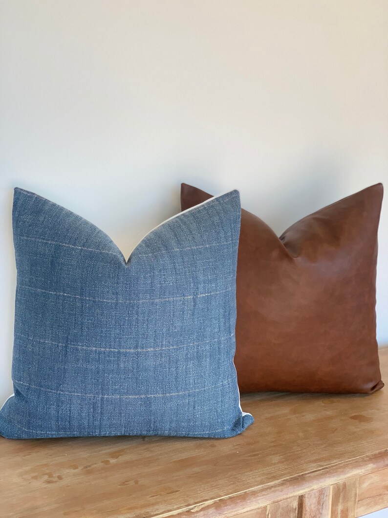Denim Pillow Cover Denim Pillow Denim Stripe Pillow Stripe Etsy